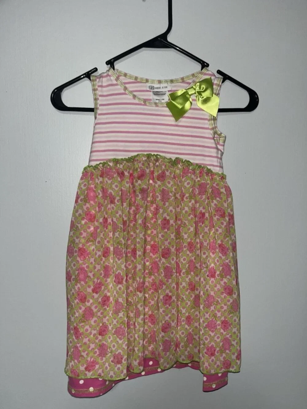 Bonnie Jean Pink and Green Tank Dress Girls 6X - 0649